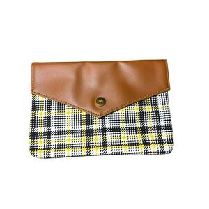 Ipsy Glam Bag Yellow‎ White Black Plaid Brown Makeup Cosmetic